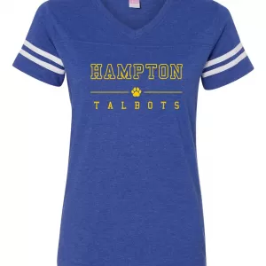 Hampton Central - 3537 - LAT Women's Football V-Neck Fine Jersey Tee