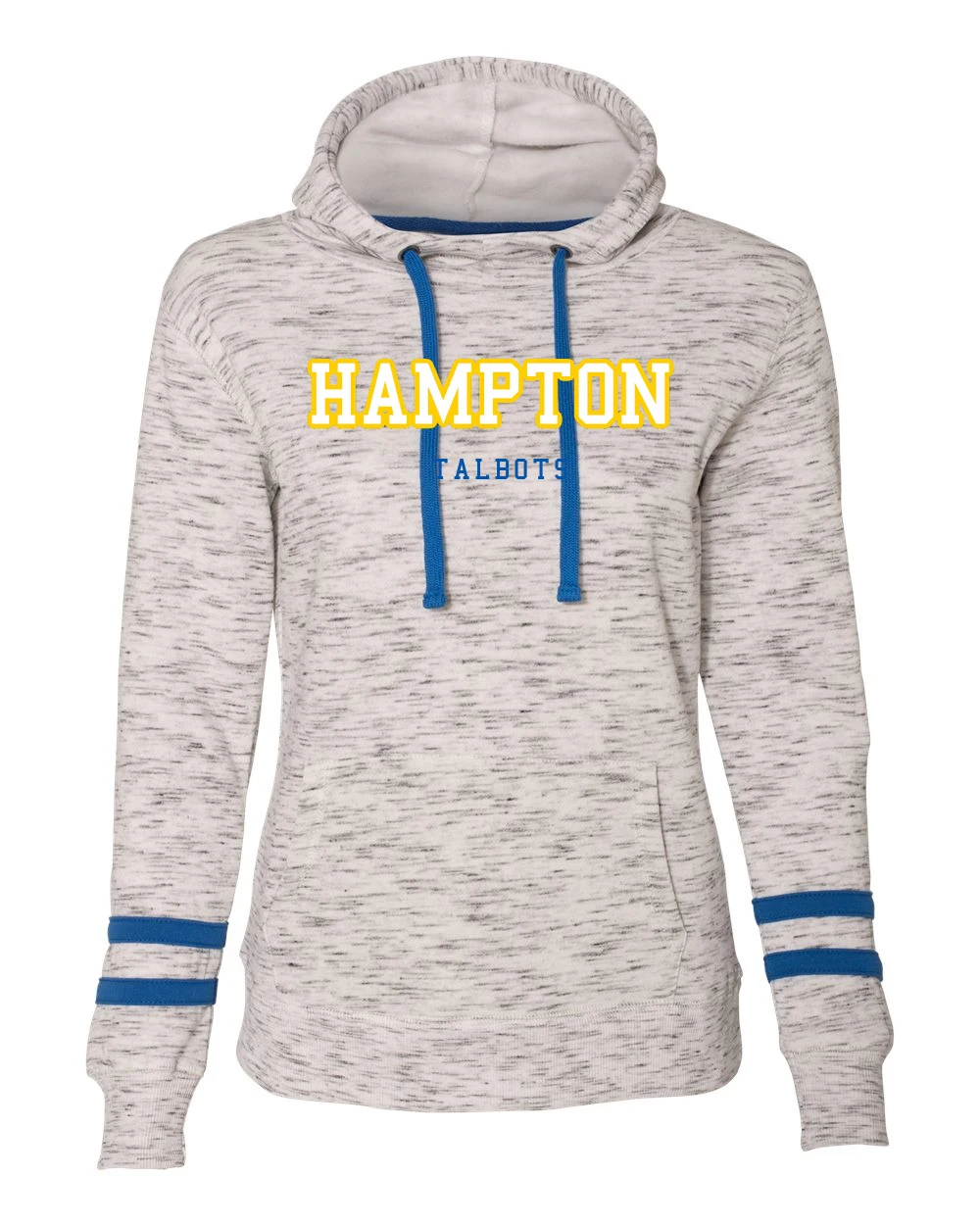 Hampton Central - 8674 - J. America Ladies Striped Sleeve Hoodie With Twill & Text