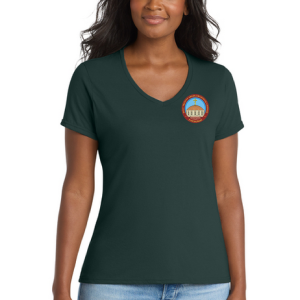 T-Shirt Women's Short Sleeve Performance V-Neck Tee by Port & Co. LPC381V Design in Ink - Holy Trinity Philoptochos